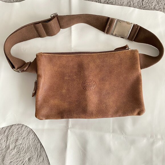 Roots Village Tribe Leather Camel Fanny Pack Unisex - Picture 2 of 9